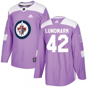 Simon Lundmark Winnipeg Jets Adidas Authentic Purple Fights Cancer Practice Jersey