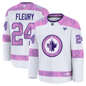 Youth Haydn Fleury Winnipeg Jets Fanatics Premium White 2024 Hockey Fights Cancer Practice Jersey