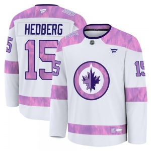 Youth Anders Hedberg Winnipeg Jets Fanatics Premium White 2024 Hockey Fights Cancer Practice Jersey