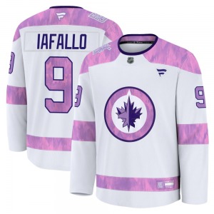 Youth Alex Iafallo Winnipeg Jets Fanatics Premium White 2024 Hockey Fights Cancer Practice Jersey