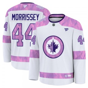 Youth Josh Morrissey Winnipeg Jets Fanatics Premium White 2024 Hockey Fights Cancer Practice Jersey