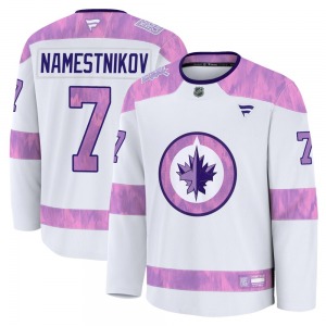 Youth Vladislav Namestnikov Winnipeg Jets Fanatics Premium White 2024 Hockey Fights Cancer Practice Jersey