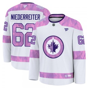 Youth Nino Niederreiter Winnipeg Jets Fanatics Premium White 2024 Hockey Fights Cancer Practice Jersey