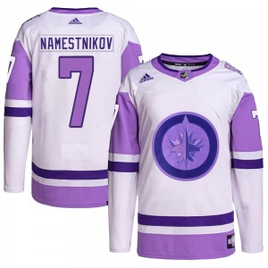 Youth Vladislav Namestnikov Winnipeg Jets Adidas Authentic White/Purple Hockey Fights Cancer Primegreen Jersey