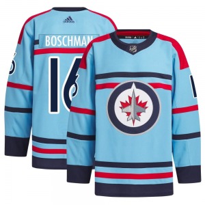 Laurie Boschman Winnipeg Jets Adidas Authentic Light Blue Anniversary Primegreen Jersey