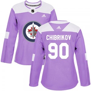 Women's Nikita Chibrikov Winnipeg Jets Adidas Authentic Purple Fights Cancer Practice Jersey