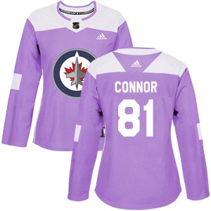 Women's Kyle Connor Winnipeg Jets Adidas Authentic Purple Fights Cancer Practice Jersey