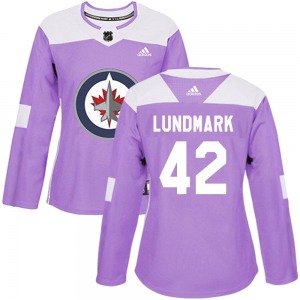 Women's Simon Lundmark Winnipeg Jets Adidas Authentic Purple Fights Cancer Practice Jersey