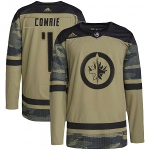 Eric Comrie Winnipeg Jets Adidas Authentic Camo Military Appreciation Practice Jersey