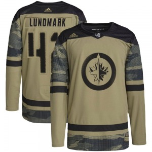 Simon Lundmark Winnipeg Jets Adidas Authentic Camo Military Appreciation Practice Jersey