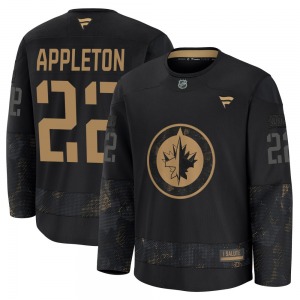 Mason Appleton Winnipeg Jets Fanatics Premium Black 2024 Military Appreciation Practice Jersey