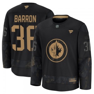 Morgan Barron Winnipeg Jets Fanatics Premium Black 2024 Military Appreciation Practice Jersey