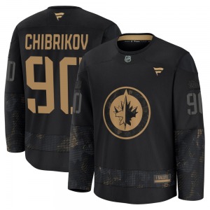 Nikita Chibrikov Winnipeg Jets Fanatics Premium Black 2024 Military Appreciation Practice Jersey