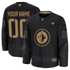 Custom Winnipeg Jets Fanatics Premium Black Custom 2024 Military Appreciation Practice Jersey