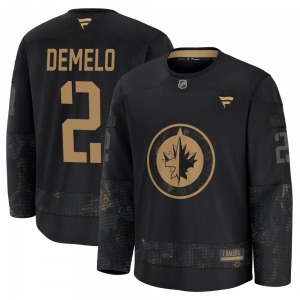 Dylan DeMelo Winnipeg Jets Fanatics Premium Black 2024 Military Appreciation Practice Jersey