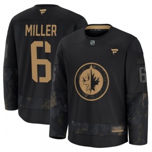 Colin Miller Winnipeg Jets Fanatics Premium Black 2024 Military Appreciation Practice Jersey