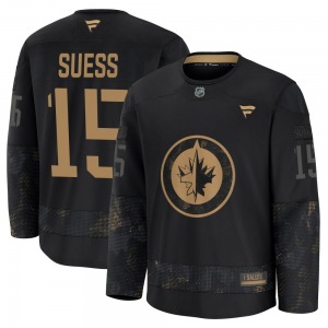 C.J. Suess Winnipeg Jets Fanatics Premium Black 2024 Military Appreciation Practice Jersey