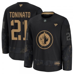 Dominic Toninato Winnipeg Jets Fanatics Premium Black 2024 Military Appreciation Practice Jersey