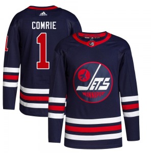 Eric Comrie Winnipeg Jets Adidas Authentic Navy 2021/22 Alternate Primegreen Pro Jersey