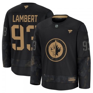 Youth Brad Lambert Winnipeg Jets Fanatics Premium Black 2024 Military Appreciation Practice Jersey